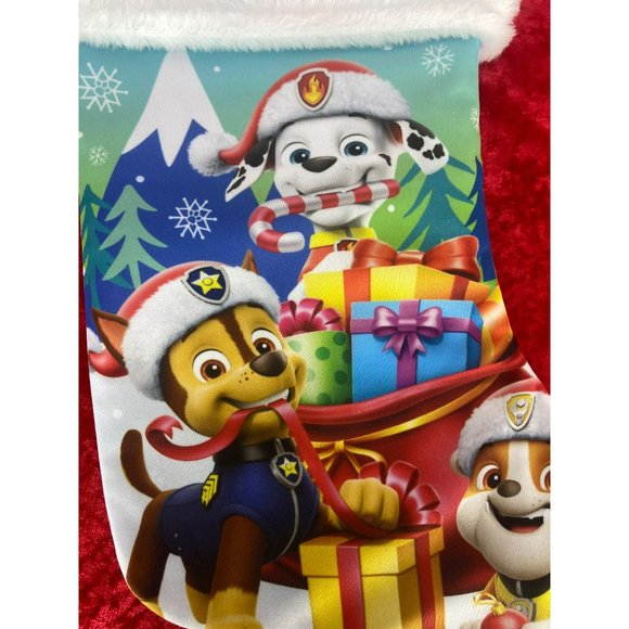 Paw Patrol Nickelodeon LIght Blue White Trim Christmas Stocking - Picture 4 of 5